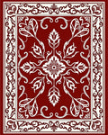 Rich Red Floral Medallion Border Rug