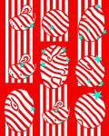 Whimsical Red Striped Bunny Eggs Rug