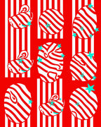 Whimsical Red Striped Bunny Eggs Rug