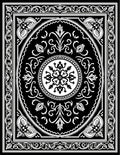 Ornate White Black Floral Oval Rug