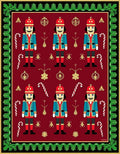 Festive Nutcrackers Red Christmas Scene Rug