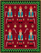 Festive Nutcrackers Red Christmas Scene Rug