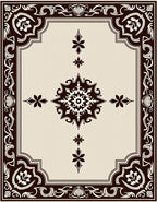 Rich Brown Floral Medallion Border Rug