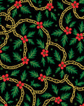 Red Floral Vine Black Background Rug