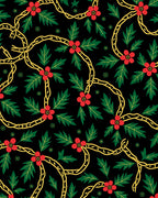 Red Floral Vine Black Background Rug