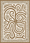 Cream Brown Swirling Filigree Scroll Rug
