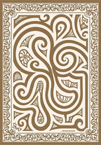 Cream Brown Swirling Filigree Scroll Rug