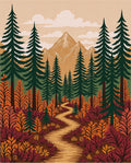 Autumn Forest Path Mountain View Rug