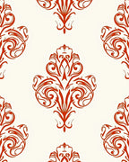 Crimson Formal Damask Scroll Rug