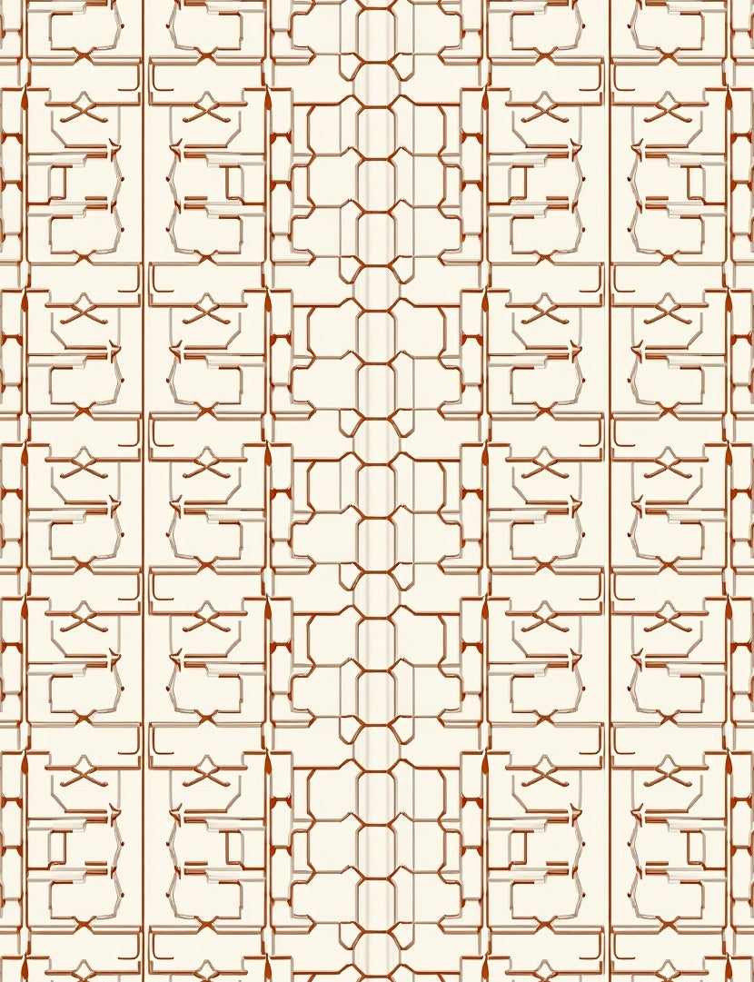 Cream and Copper Geometric Lattice Rug
