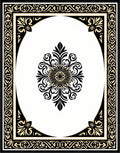 Ornate Black Scrollwork Floral Medallion Rug