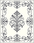 Ornate Gray Scrollwork Floral Framing Rug