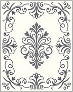 Ornate Gray Scrollwork Floral Framing Rug