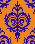 Royal Blue Damask Orange Background Rug