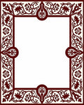Dark Red Floral Scroll Border Rug