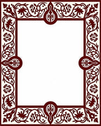 Dark Red Floral Scroll Border Rug