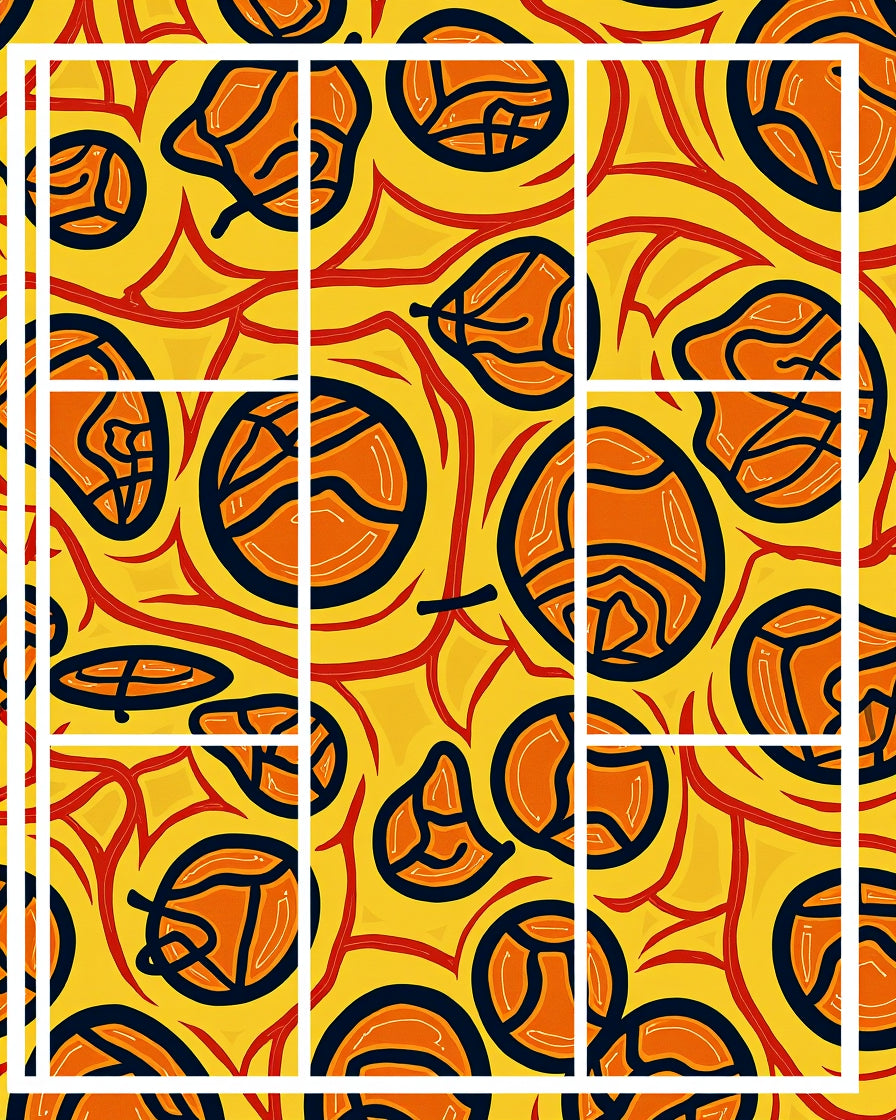 Bold Orange Yellow Abstract Shapes Rug