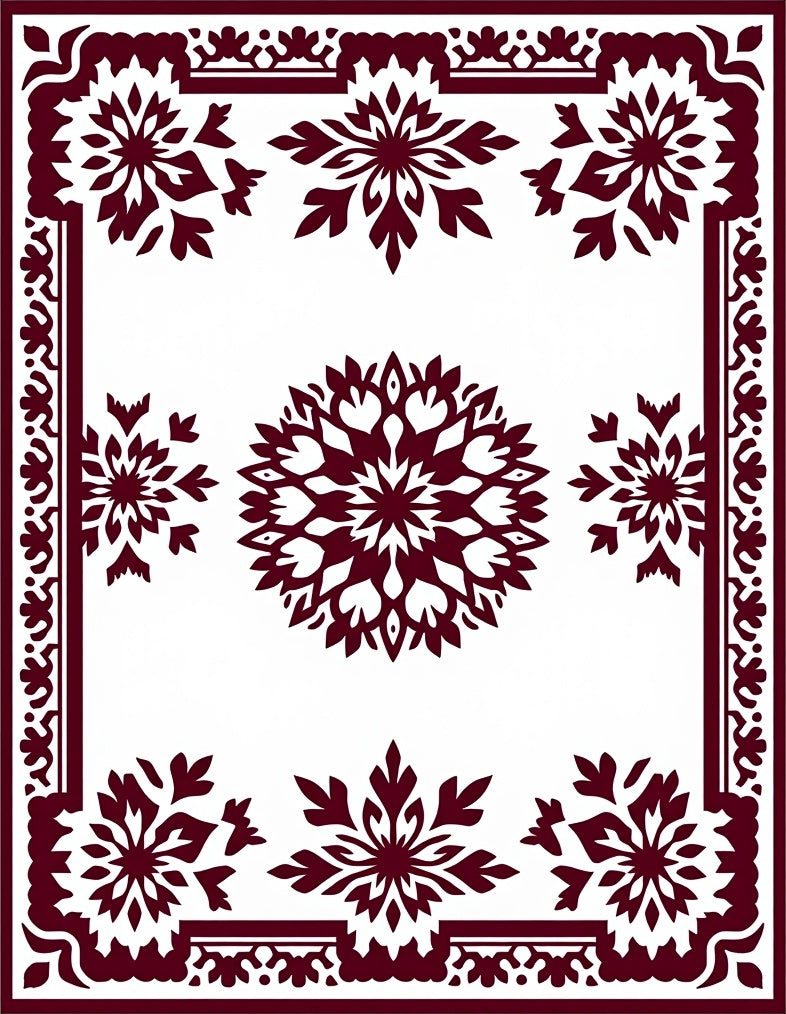 Crimson Bloom Central Medallion Border Rug