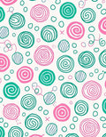 Whimsical Pink Teal Swirl Circles Rug