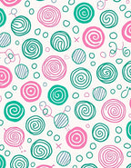 Whimsical Pink Teal Swirl Circles Rug