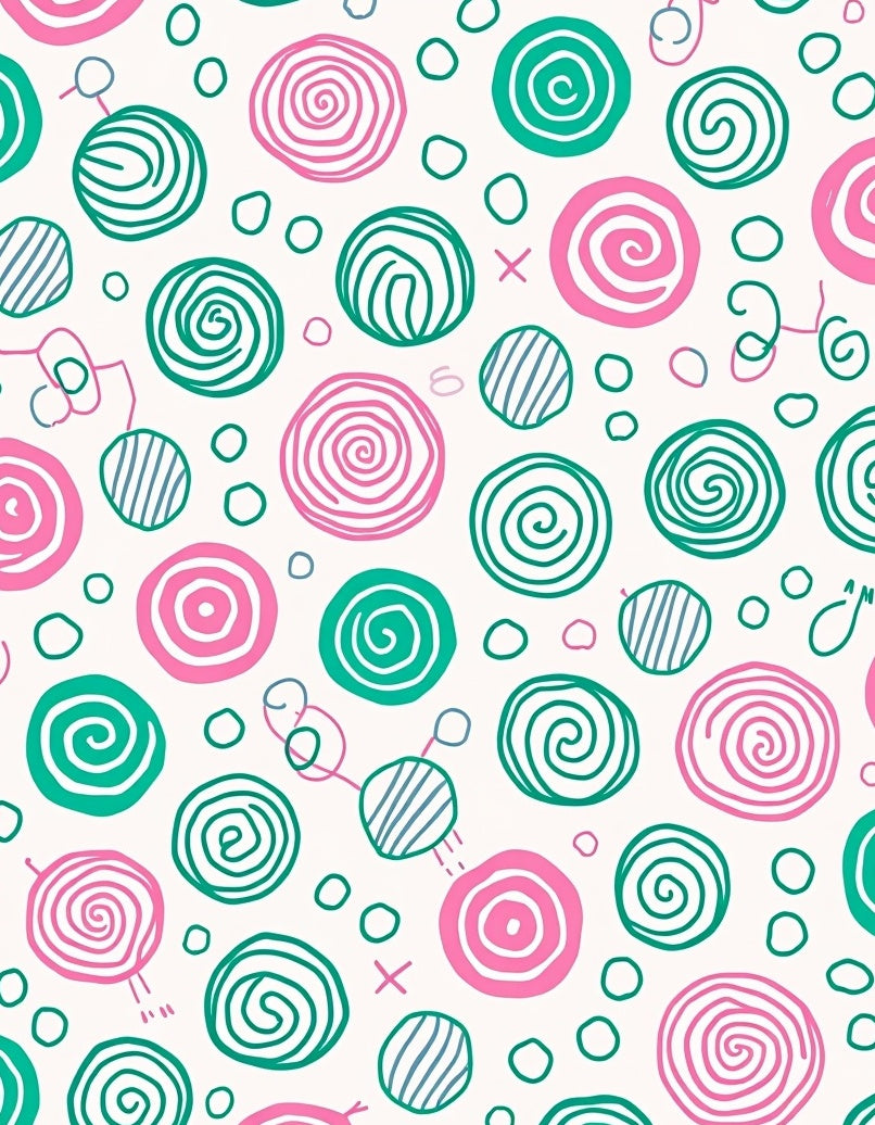 Whimsical Pink Teal Swirl Circles Rug