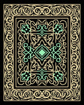 Ornate Mint and Gold Scrollwork Square Rug