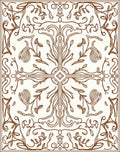 Brown Outline Botanical Blossom Square Rug