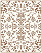 Brown Outline Botanical Blossom Square Rug