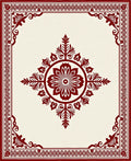 Crimson Floral Medallion Bordered Rug