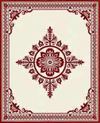 Crimson Floral Medallion Bordered Rug
