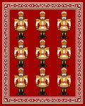 Red Nutcracker Soldier Repetitive Arrangement Rug