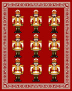 Red Nutcracker Soldier Repetitive Arrangement Rug