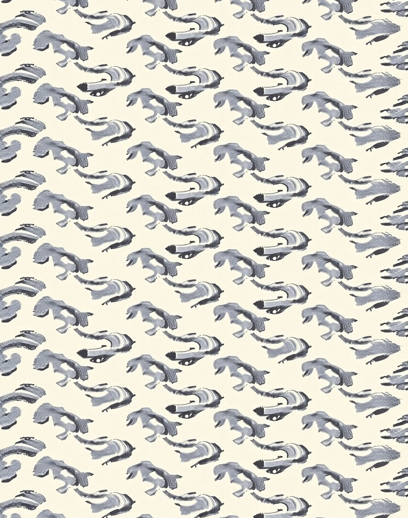Gray Watercolor Koi Fish Arrangement Rug