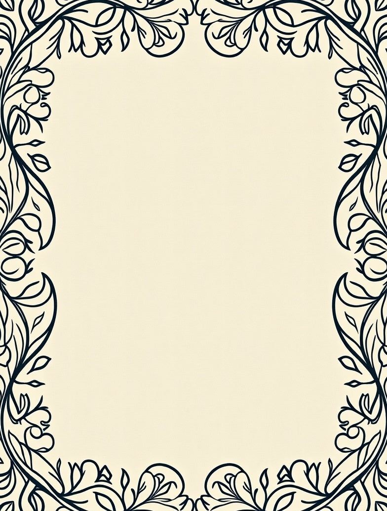 Cream Ivory Ornate Scroll Vine Rug