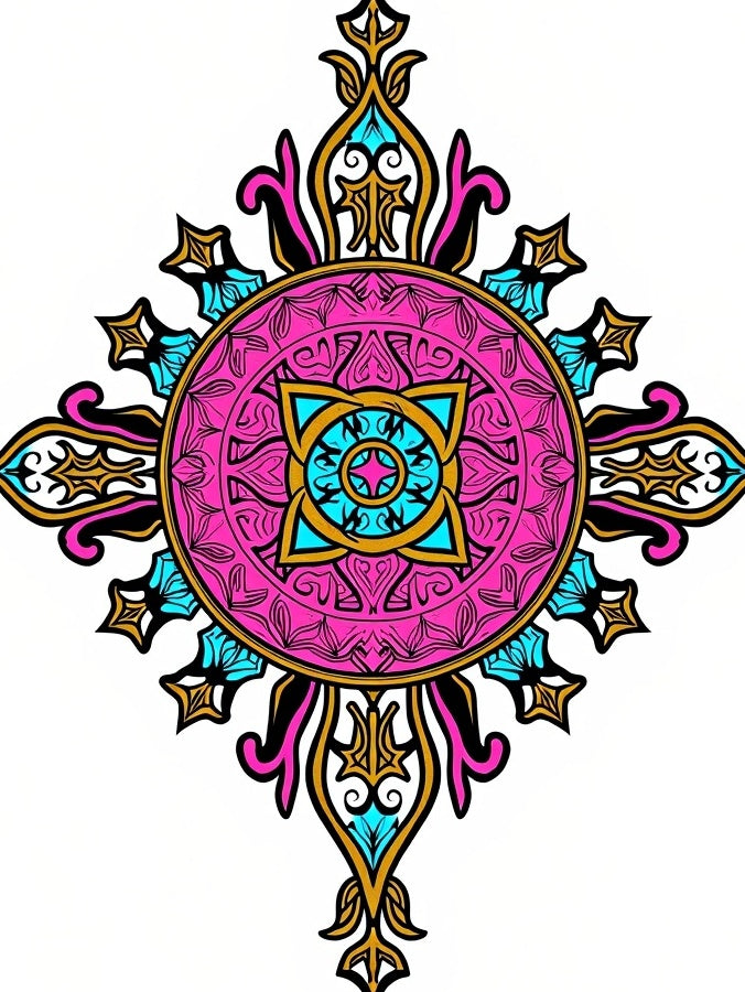 Vibrant Pink Mandala Floral Medallion Rug