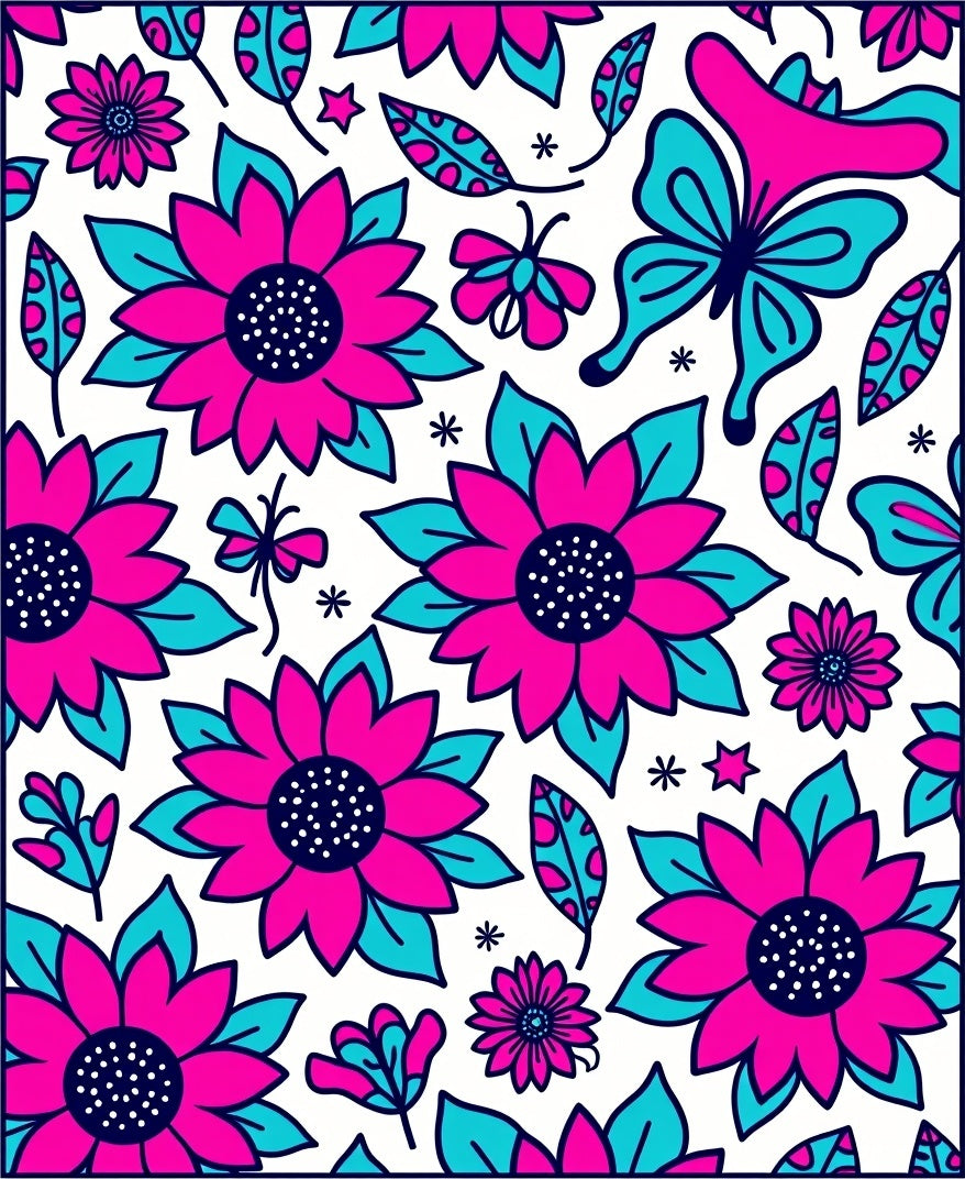 Vibrant Floral Butterfly Delight Rug