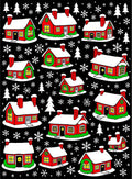 Festive Red Houses Snowflake Christmas Rug
