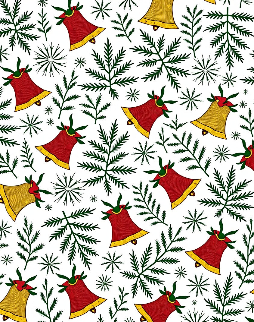 Red Gold Bell Evergreen Scatter Rug