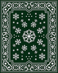 Green Snowflake Mandala Border Rug