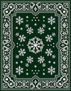 Green Snowflake Mandala Border Rug
