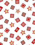 Red Folk Star and Square Scatter Rug