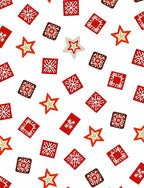 Red Folk Star and Square Scatter Rug