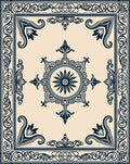 Dark Blue Intricate Floral Medallion Rug