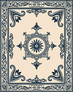 Dark Blue Intricate Floral Medallion Rug