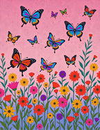Whimsical Butterfly Garden Flower Medley Rug