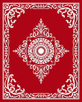 Crimson White Elaborate Medallion Frame Rug