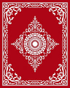 Crimson White Elaborate Medallion Frame Rug
