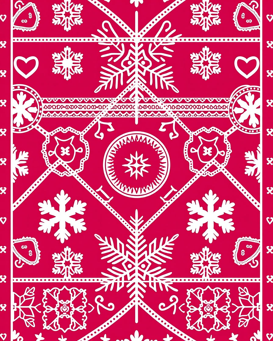 Winter Wonder Heartflakes Rug