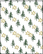 Forest Green Pine Trees Gold Stars Rug