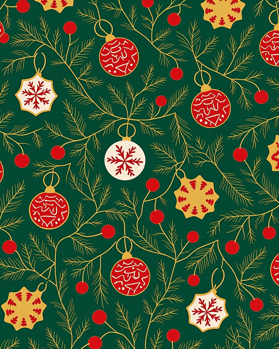 Emerald Green Festive Ornament Garland Rug